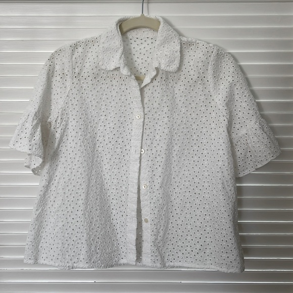 Rebecca Taylor white eyelet button down. Size small. - Picture 1 of 4